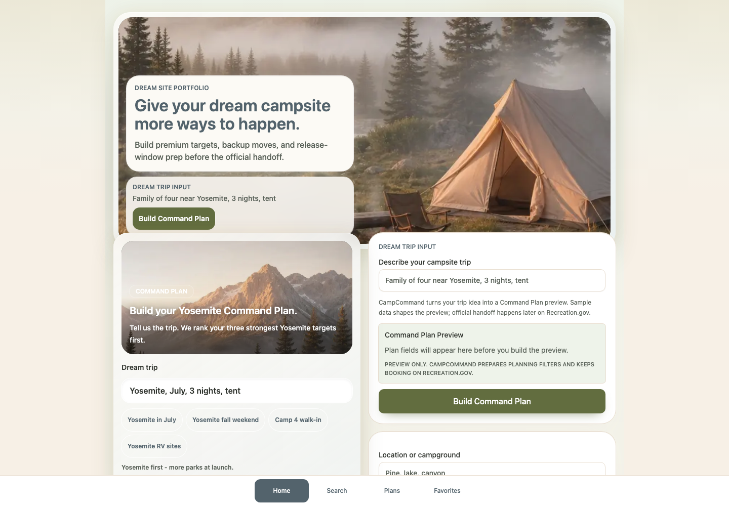 CampAlert local campsite planning prototype