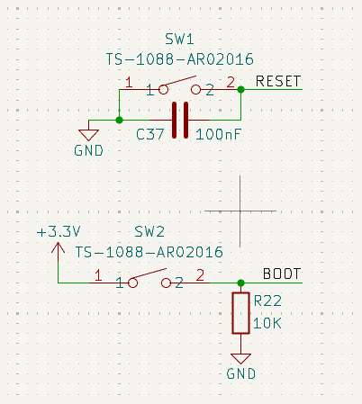 KiCad Reset and Boot Buttons