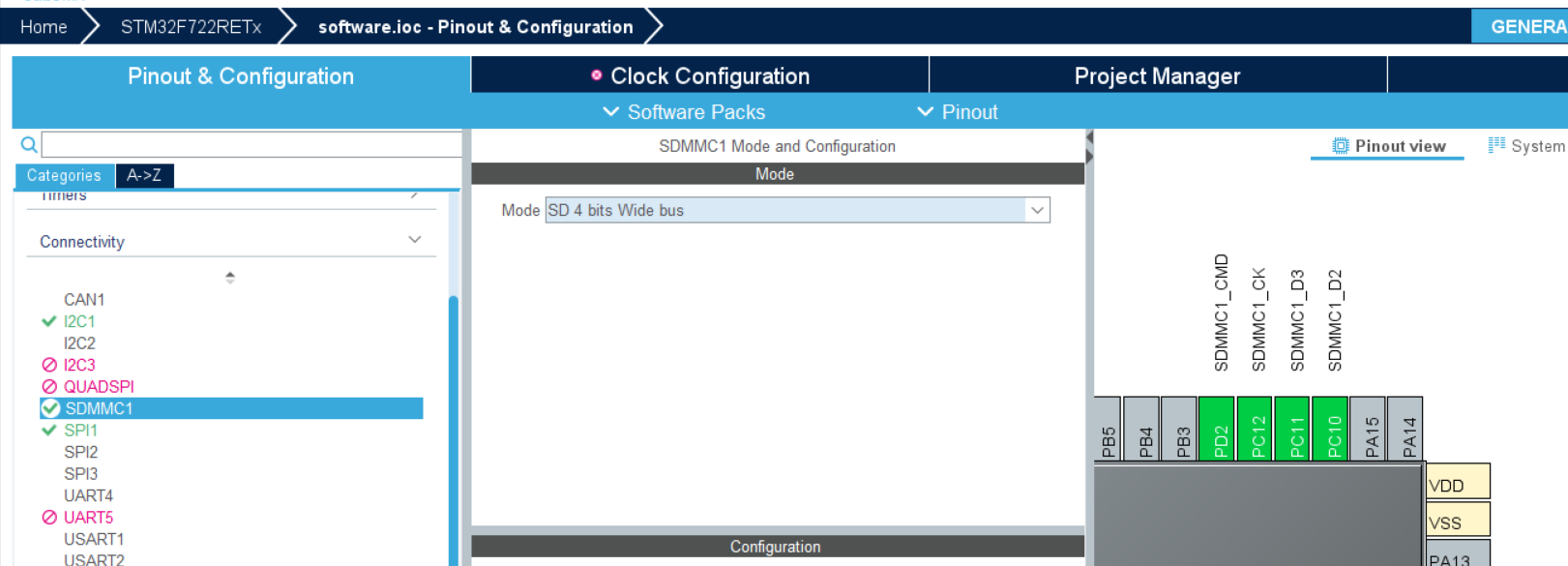 STM32CubeMX SDMMC Enabled