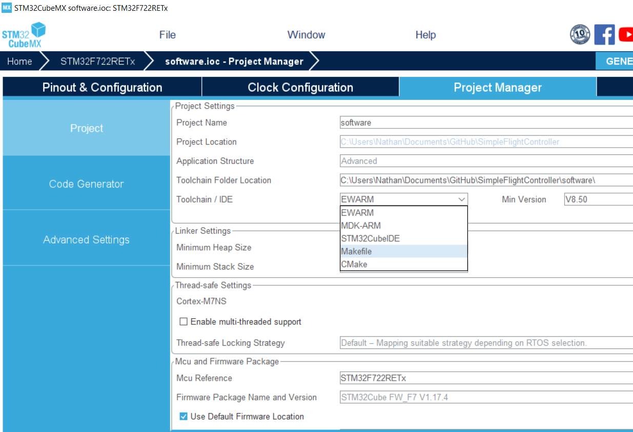 STM32CubeMX Toolchain Makefile