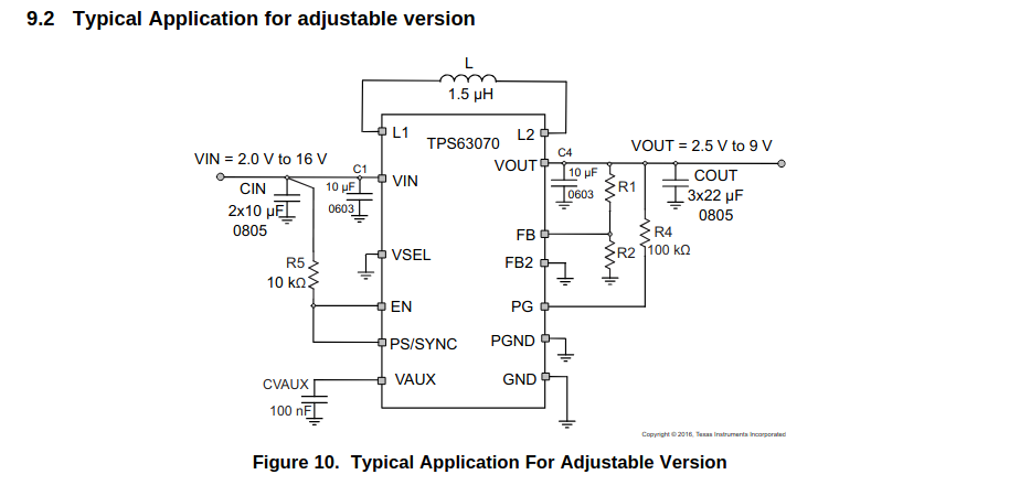 TPS63070 Adjustable Application