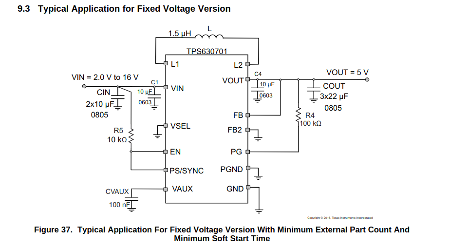 TPS63070 Fixed Voltage Application