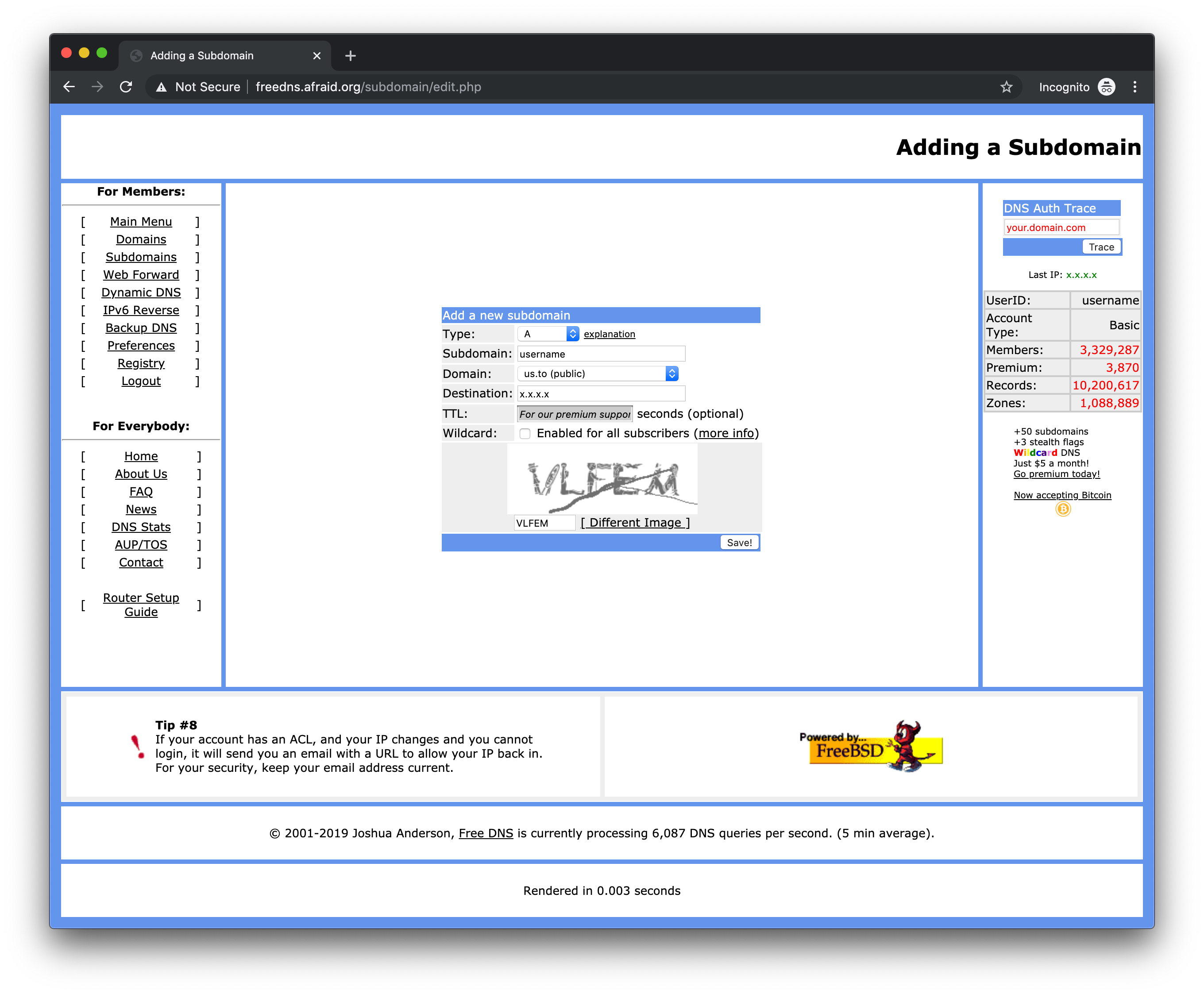 Free DNS Add Subdomain