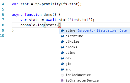 intellisense screenshot