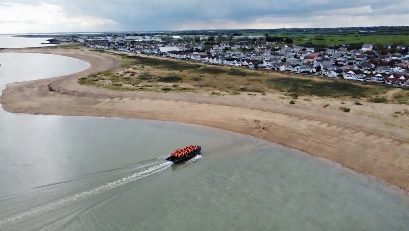 Drone Captures Migrant Boat’s Jaywick U-Turn on the Sands