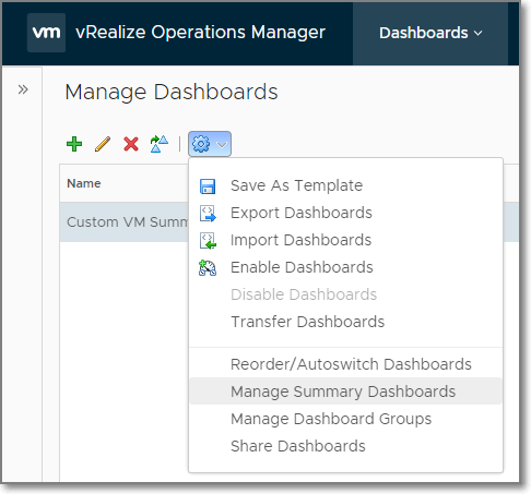 Manage Summary Dashboards