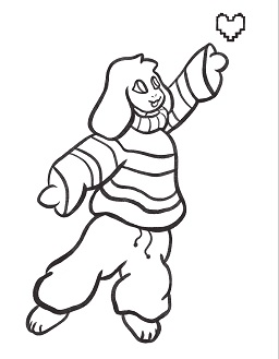 A cute drawing of Asriel from Undertale reaching for a heart