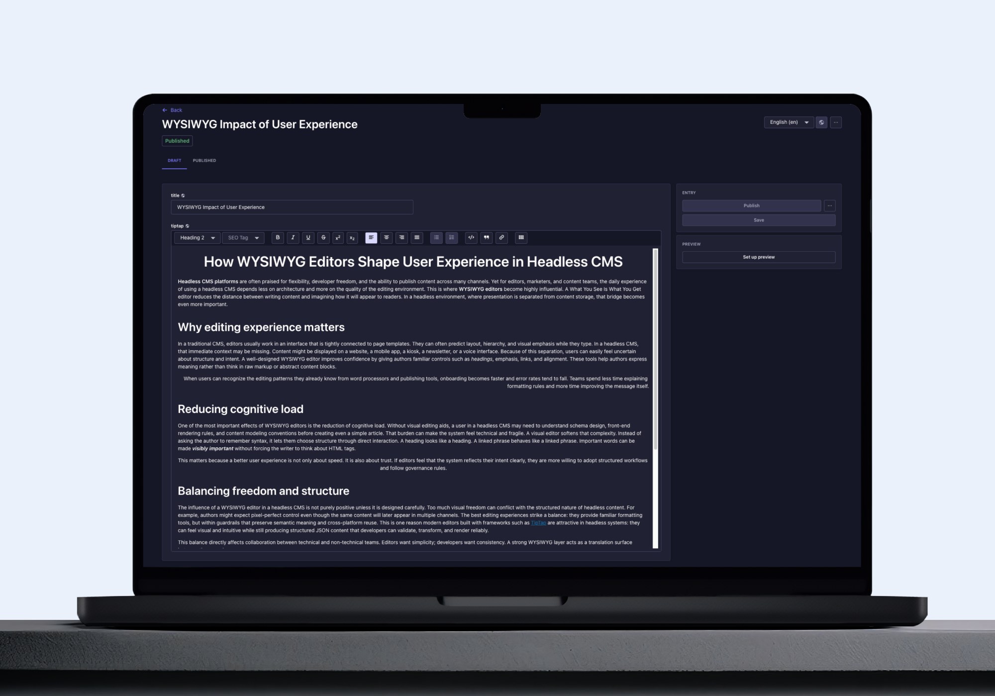 Strapi Plugin TipTap Editor Interface