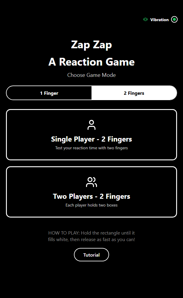 Main Menu Two fingers