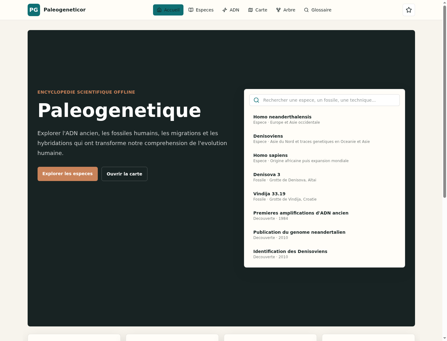 Aperçu de Paleogeneticor