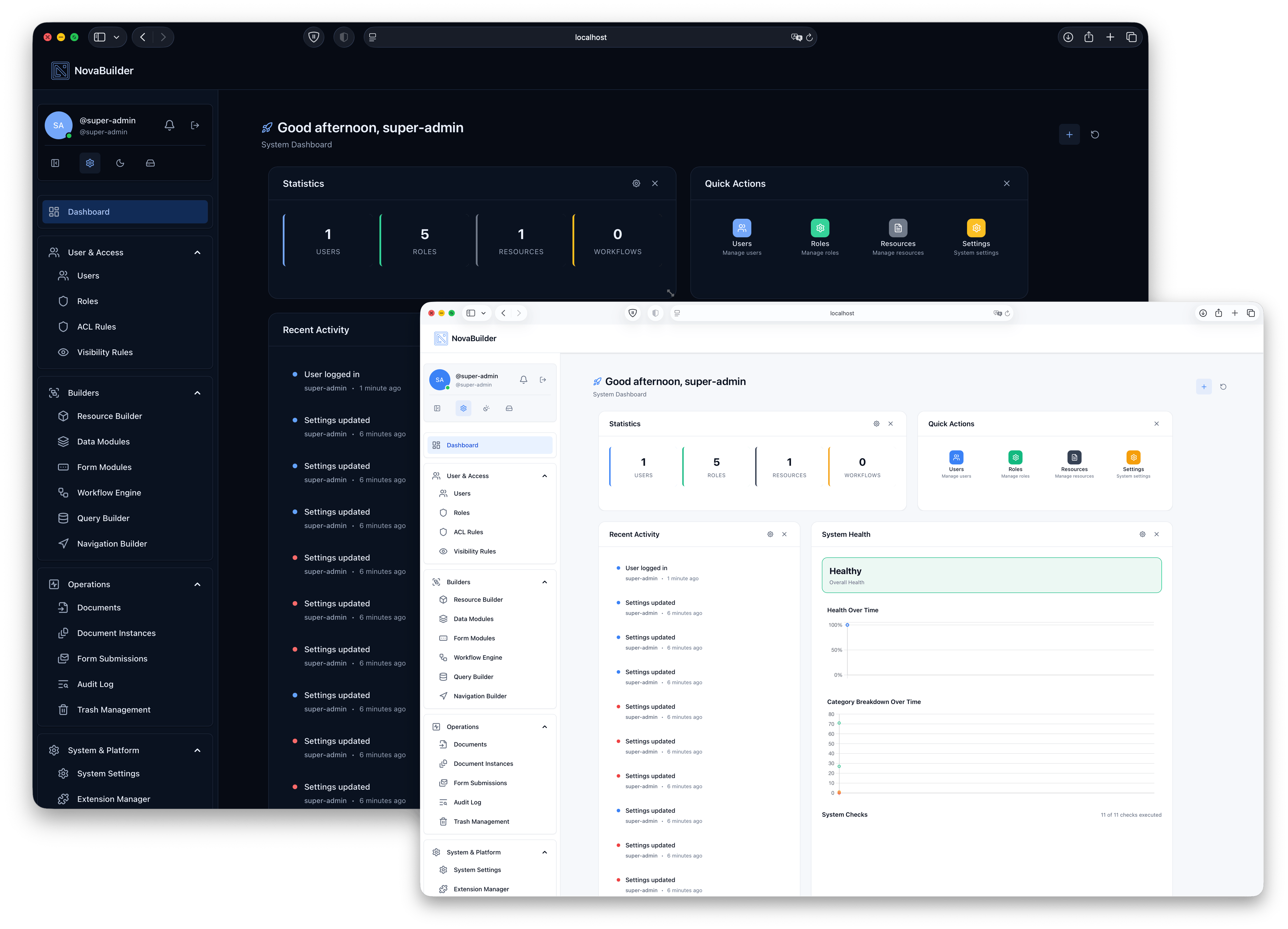 NovaBuilder Dashboard Preview
