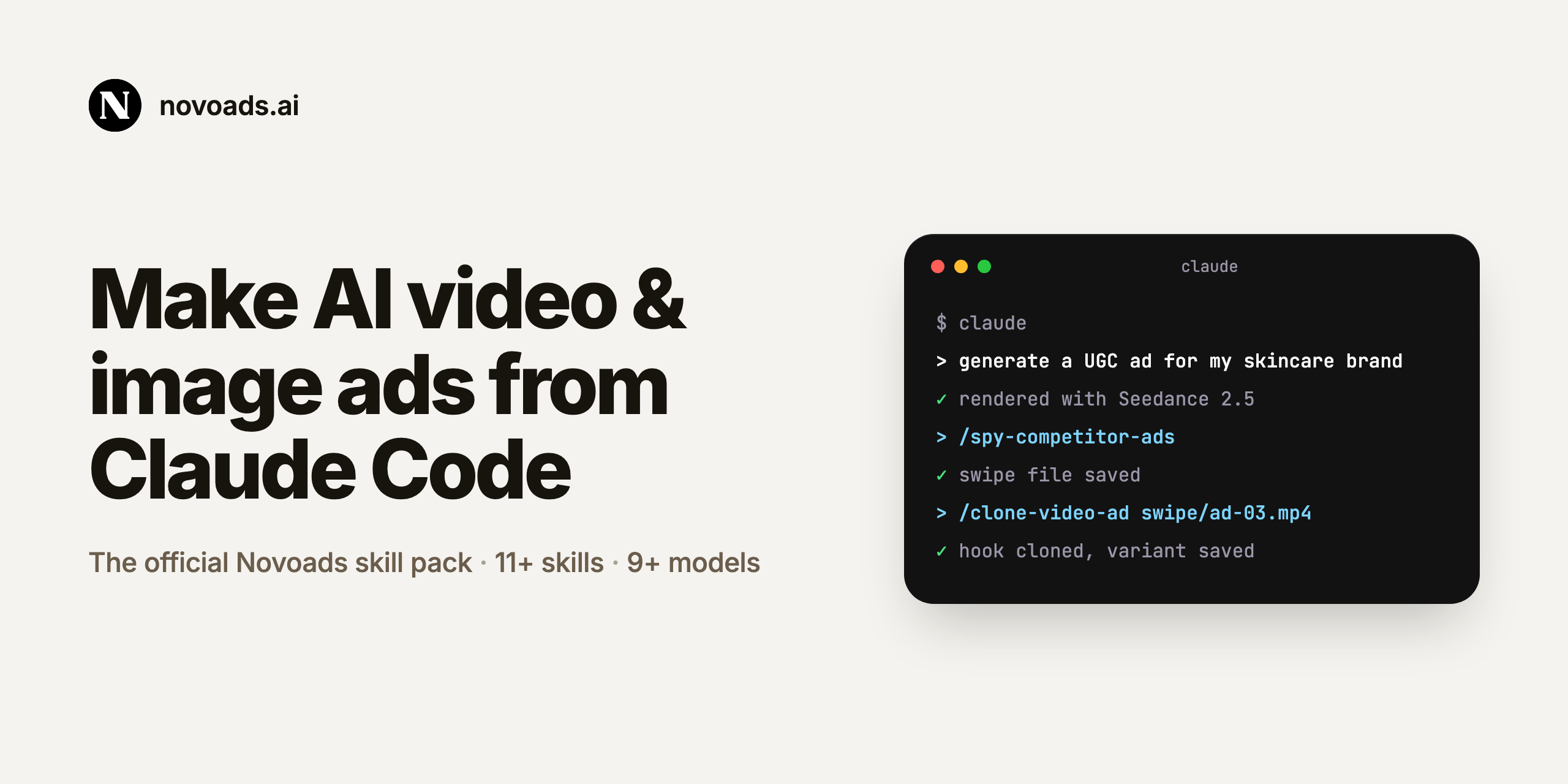 Make AI video & image ads from Claude Code