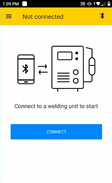 Click on the hamburger menu icon on the top left screen of WeldCloud Link app
