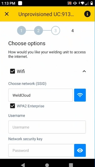 Select your WiFi network from the list. Untick "WPA2 Enterprise" if your network