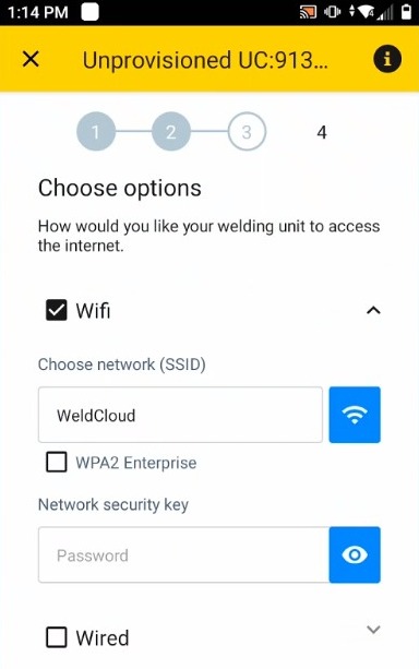 Fill in your WiFi network password