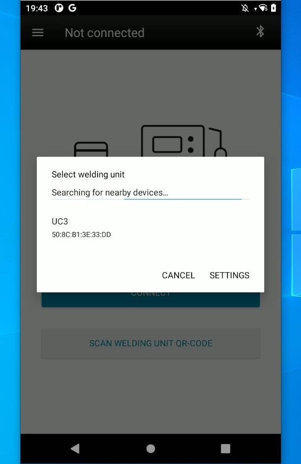 Select the WeldCloud enabled device you want to connect to