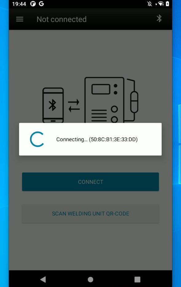 After scanning the QR-Code, WeldCloud Link will automatically connect and home p
