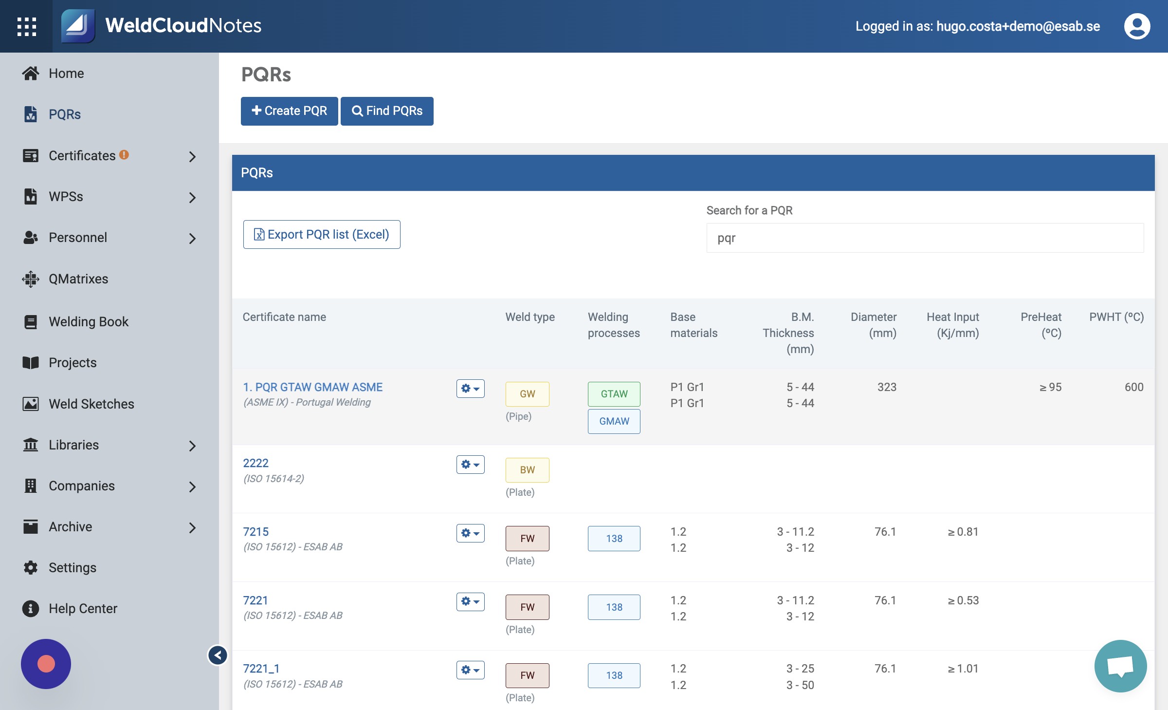 Select the PQR from which you want to create the WPS by clicking on it.