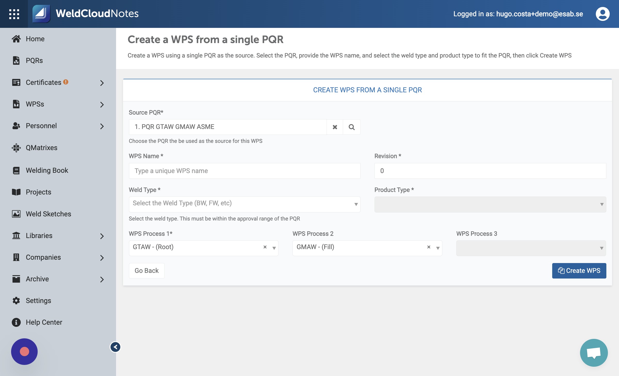 Click the "Type a unique WPS name" field and enter a name for your WPS.