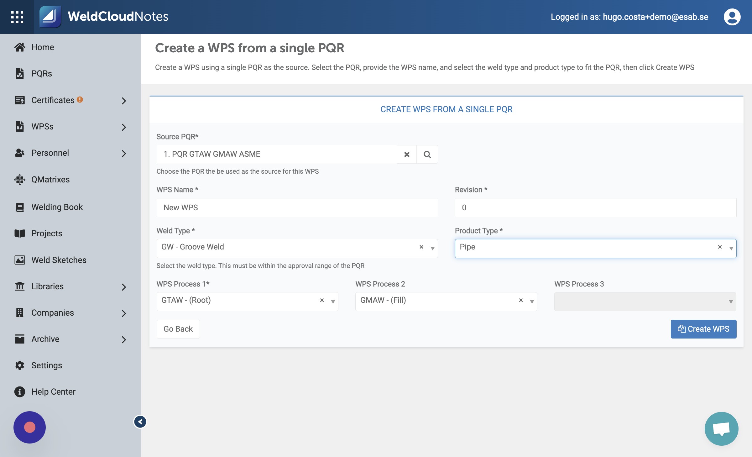 Click "Create WPS"