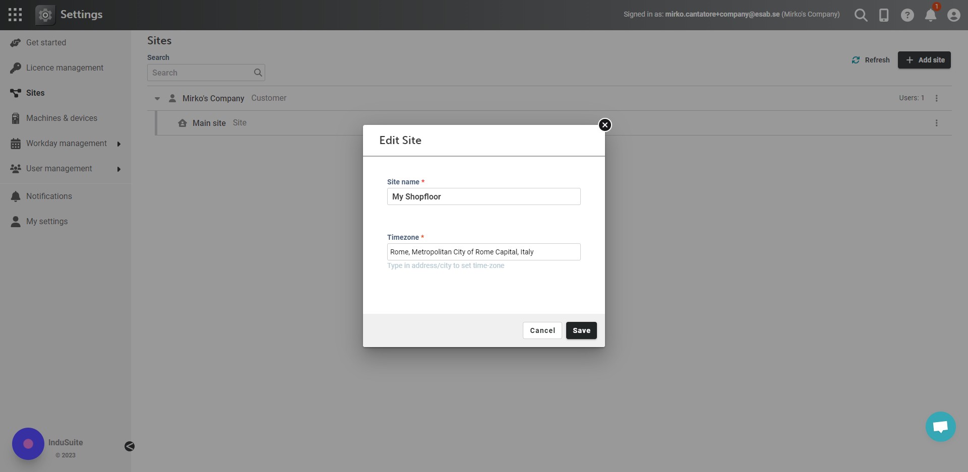 Edit site name at your convenience and start typing your site location in Timezo