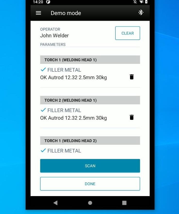 Scanned information will be shown on WeldCloud Link app screen