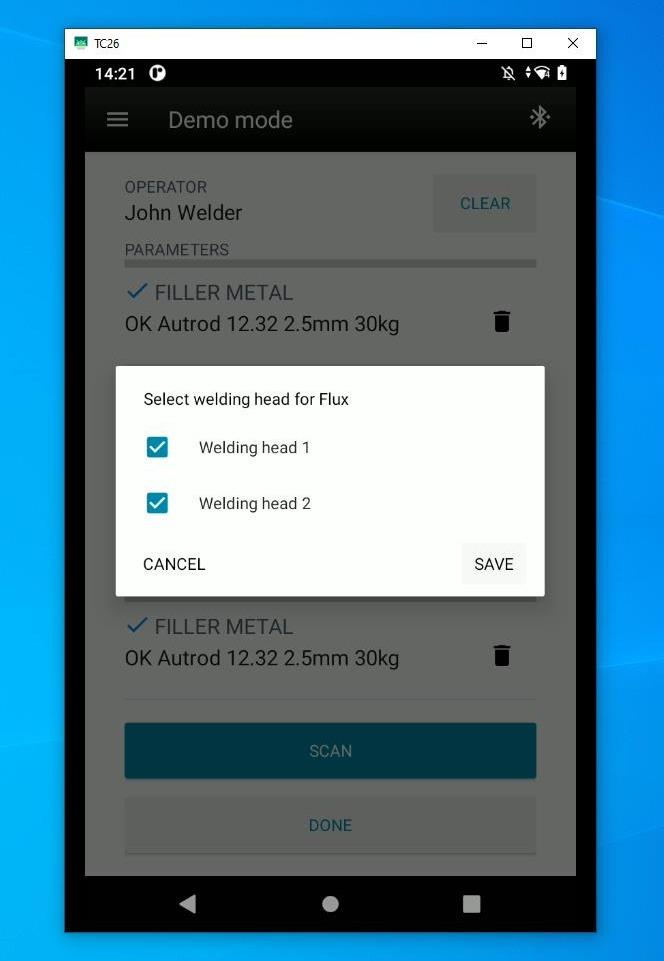 Please select to which welding head the flux you scanned is applicable. Also in 