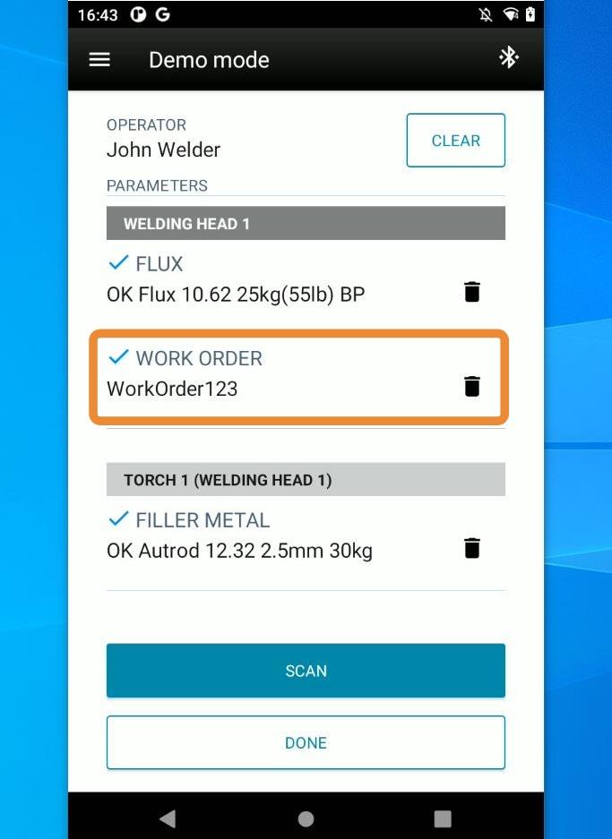 Your scanning item will be shown in WeldCloud Link screen