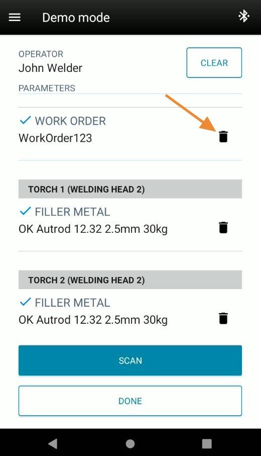 Use the trash bin icon to remove a wrong item