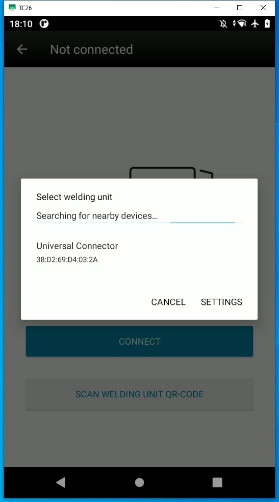 WeldCloud Link will scan for nearby devices