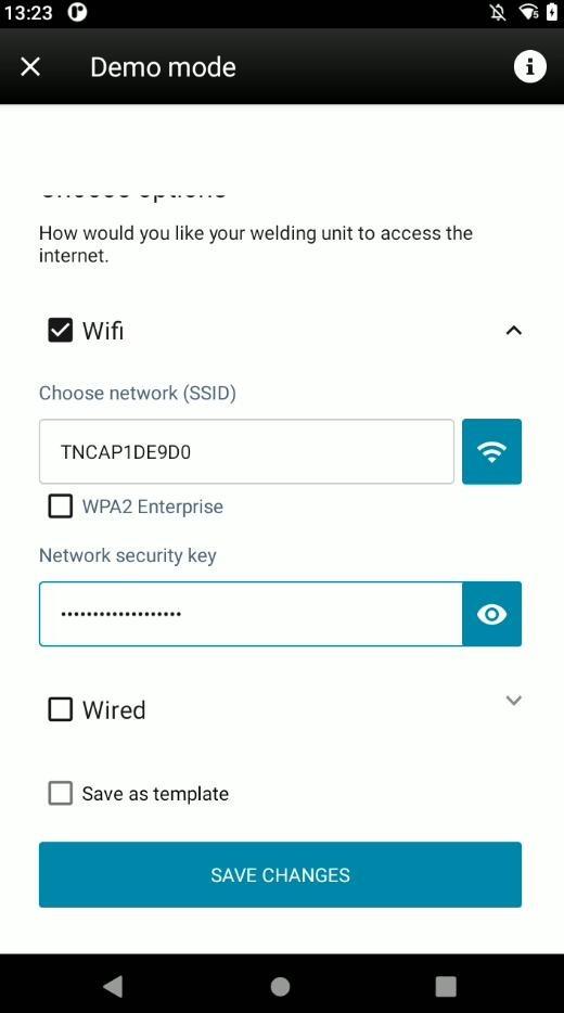 StepFill-in Wifi password and tap on SAVE CHANGES