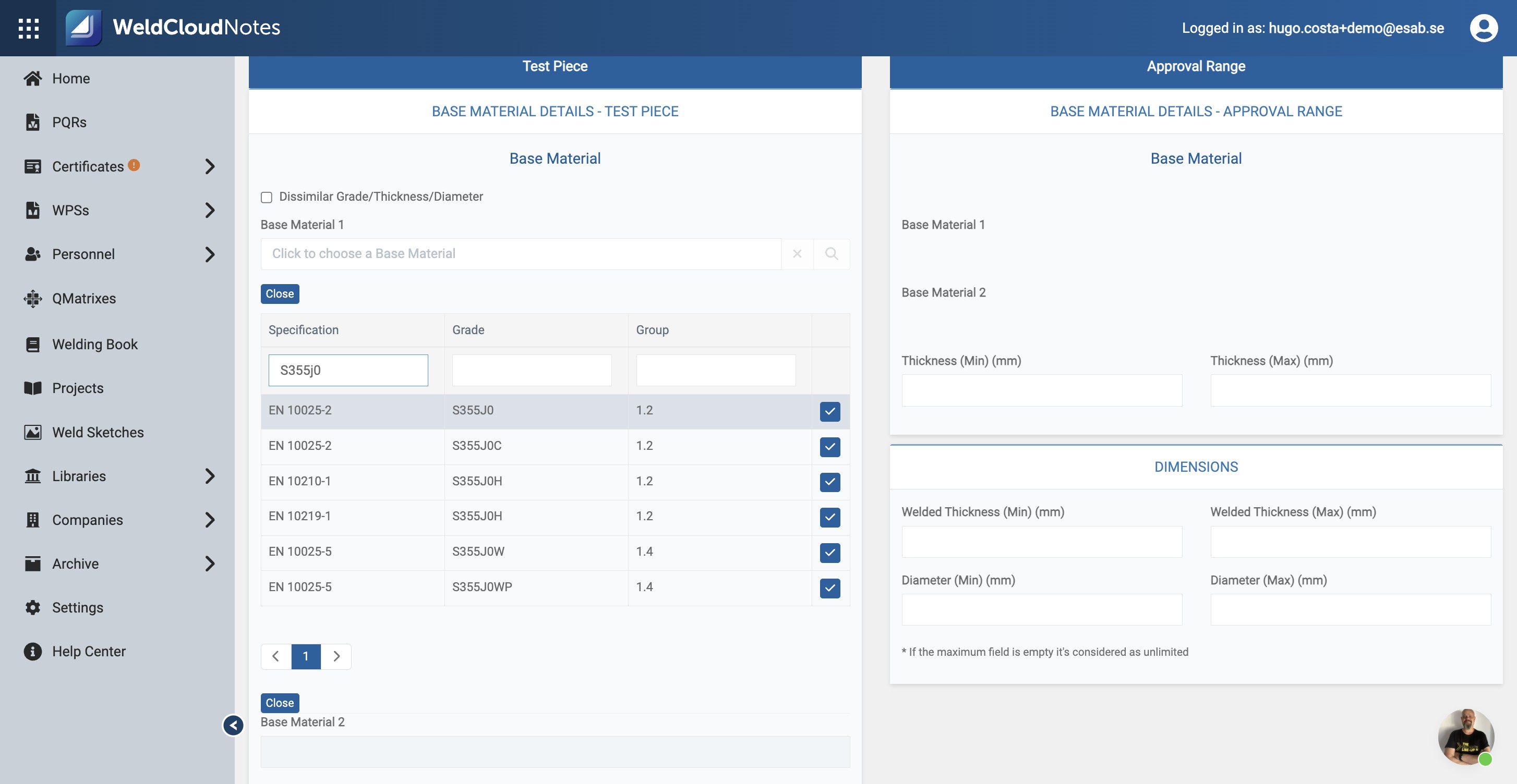 You are now able to select the Base Material.