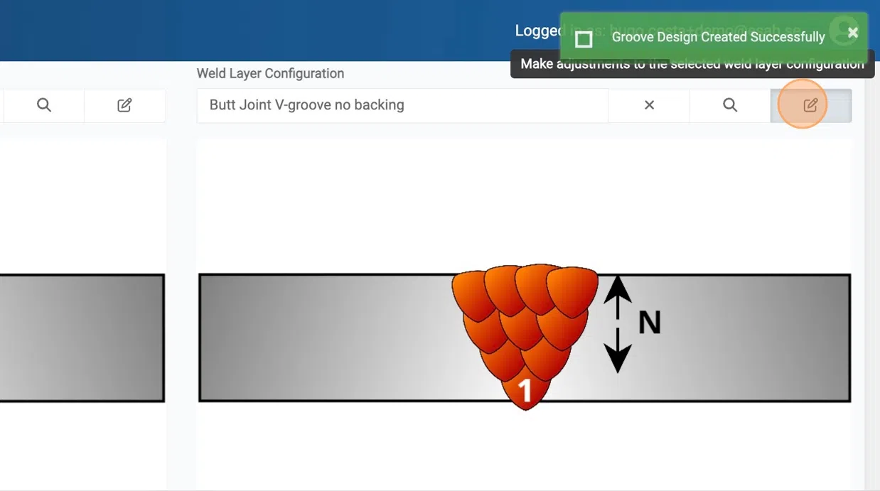 You can also Edit the Weld Layer Configuration if needed.