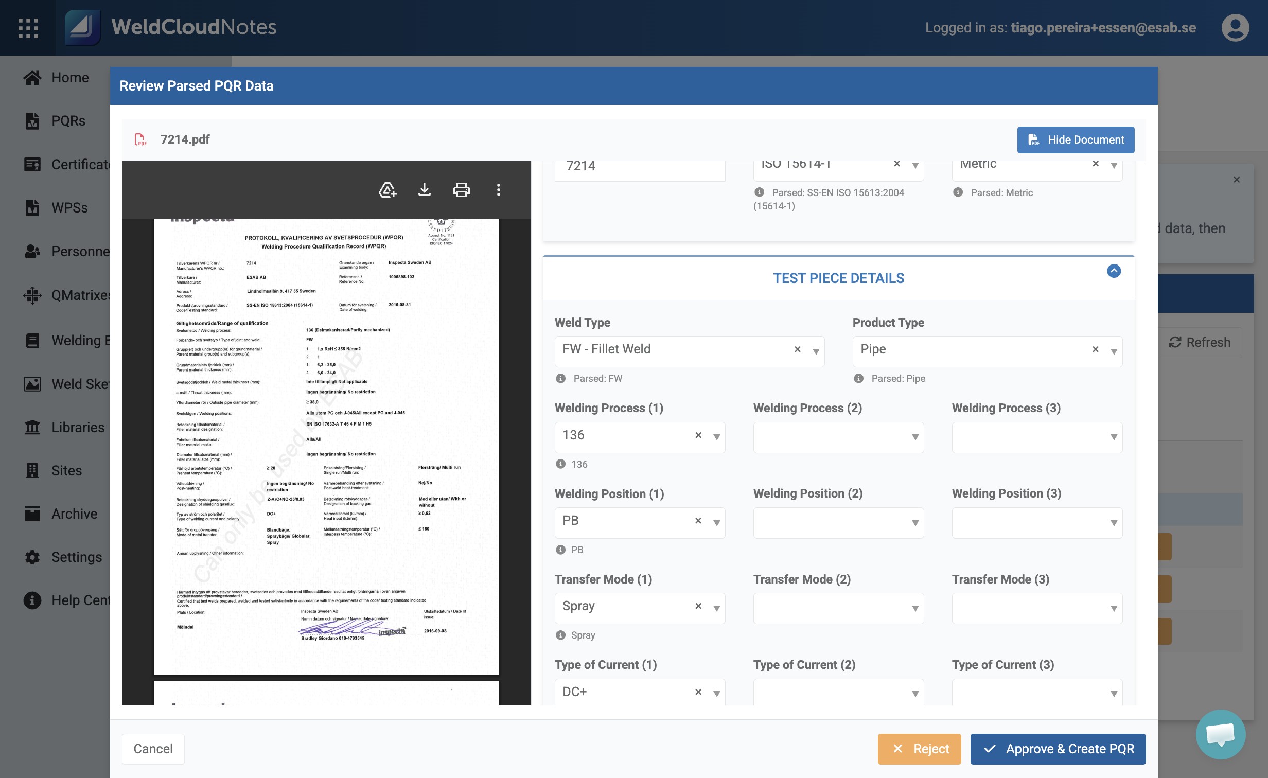 Click "Hide Document" if you don't want to see the document at the same time.