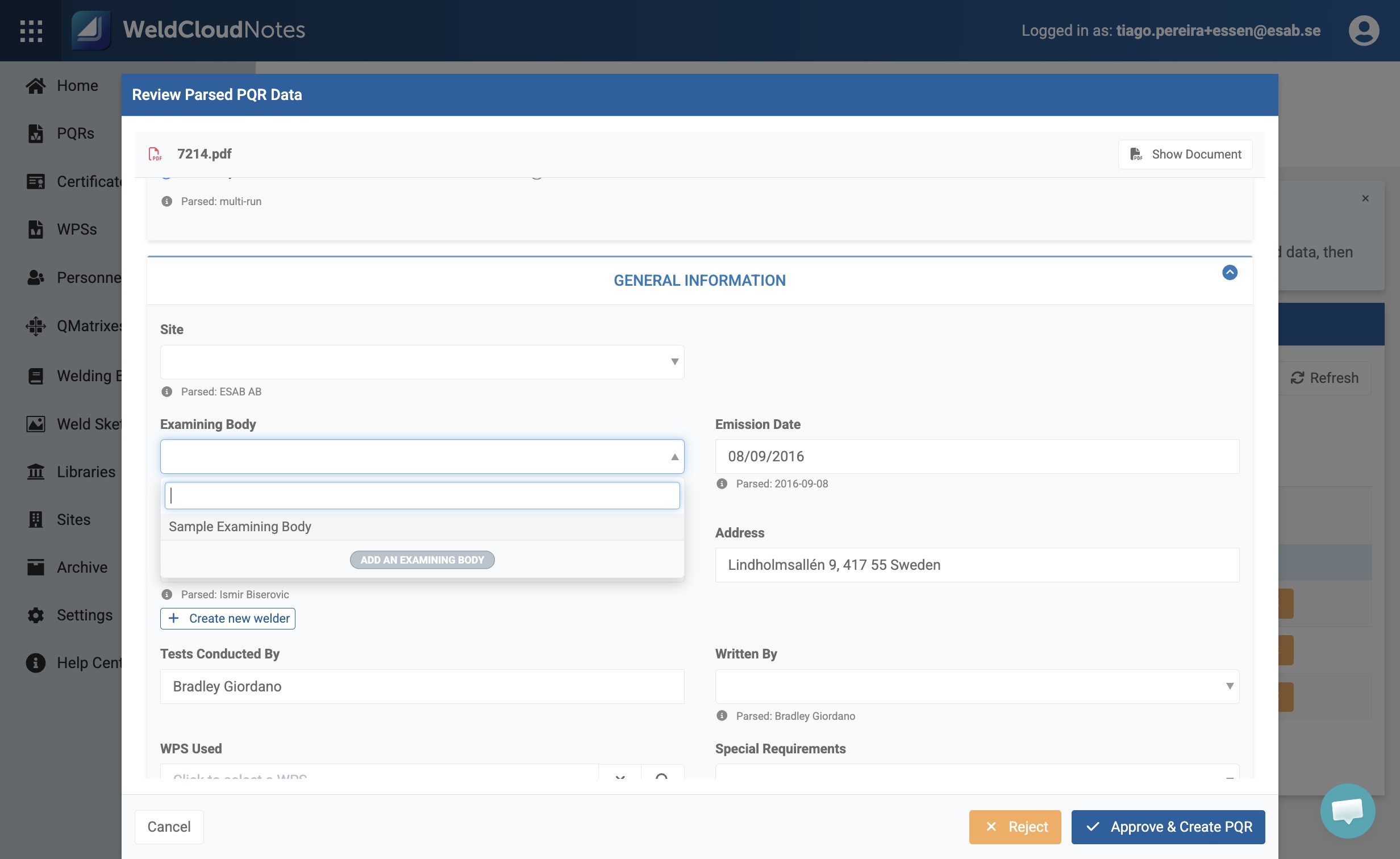 Some fields that need to have an option selected and it is not found in the data