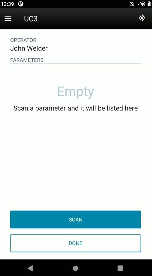 Click SCAN button and scan for EAN code of your welding wire
