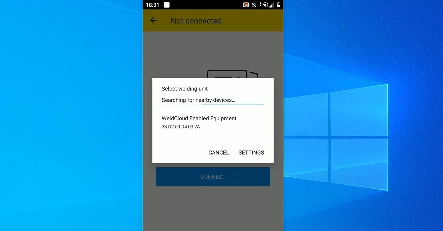 Available WeldCloud devices will be displayed. Tap on the one you want to connec