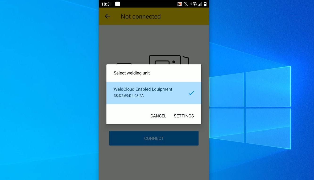 WeldCloud Link will show successful pairing