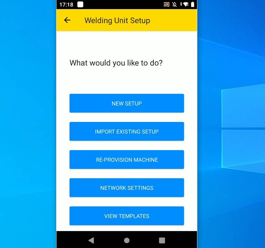 Setup menu will pop up