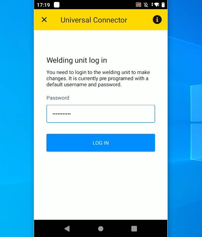 Type Universal Connector password *(hint: you have changed default password at f