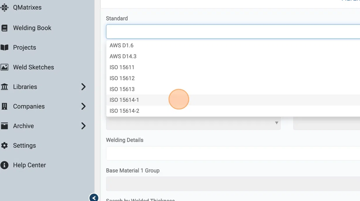 Start filtering by choosing the Standard you'll be working on your Project, and