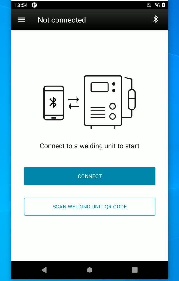 Access WeldCloud Link app settings clicking on hamburger menu icon