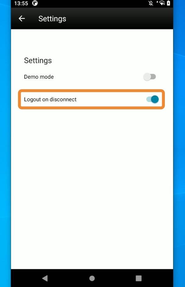 Default: Logout on disconnect is ON