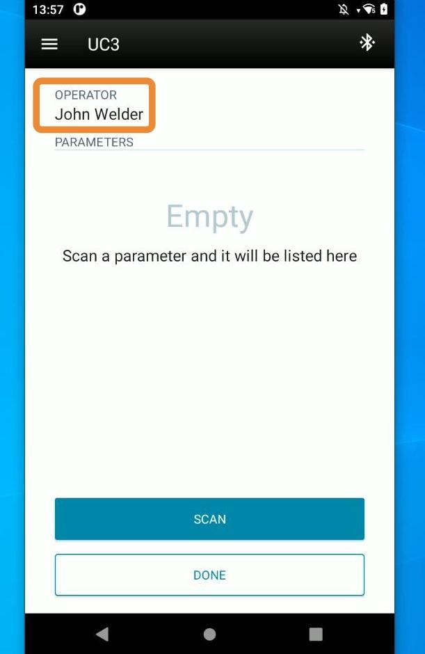 WeldCloud Link identifies you as an operator and will start to tag your operator