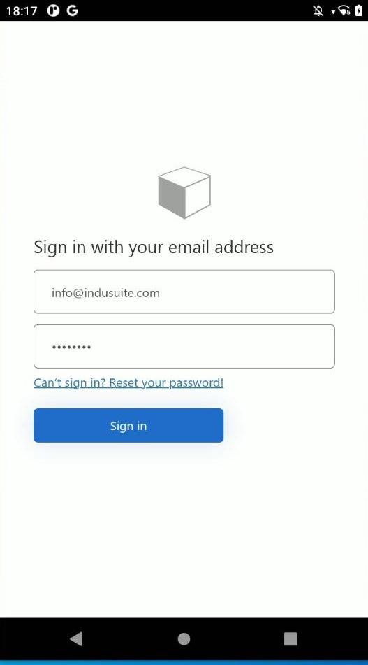 Enter your InduSuite credentials and click on Sign in