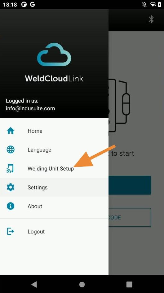 Next option is Welding Unit Setup. Enter this menu if you want to connect and co