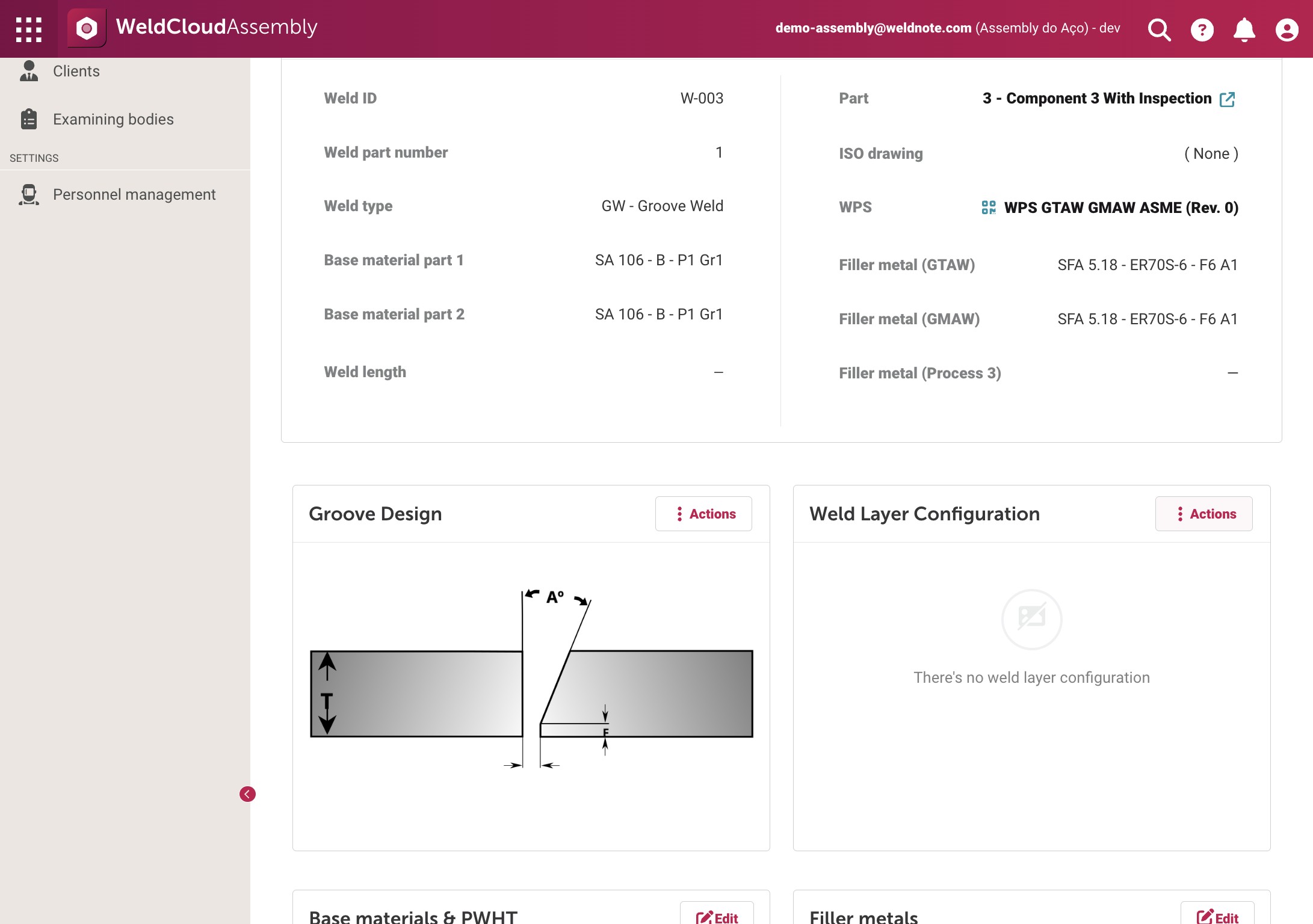 Same for Weld Layer Config
