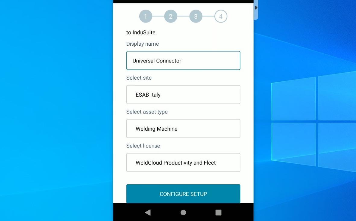 Configure setup - name, site, asset type, license