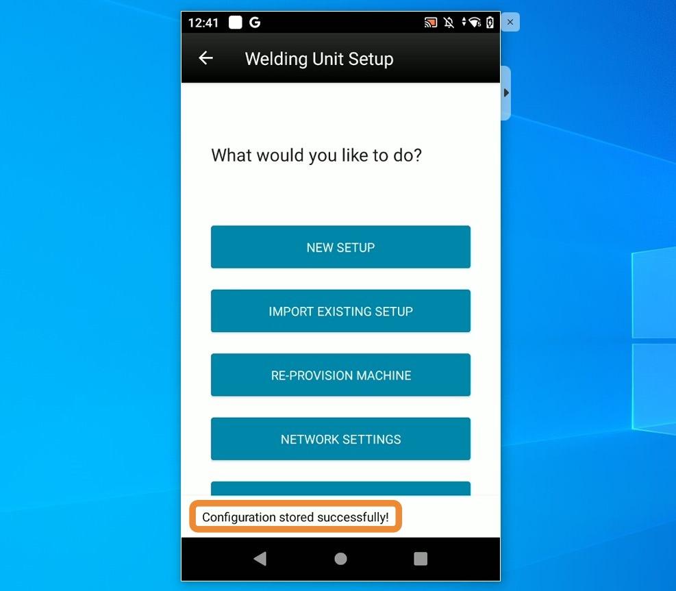 Configuration complete notification