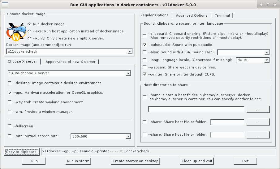 x11docker-gui screenshot